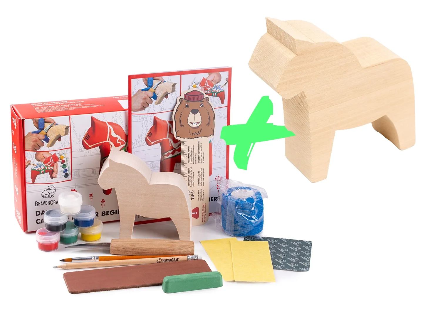BeaverCraft DIY02 snittesæt dalahest 2 træemner