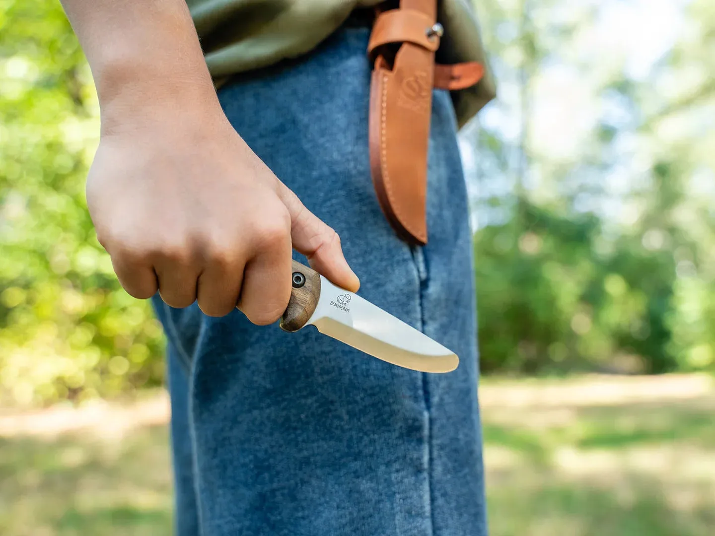BeaverCraft Kids Bushcraft børnekniv højrehåndet rund spids