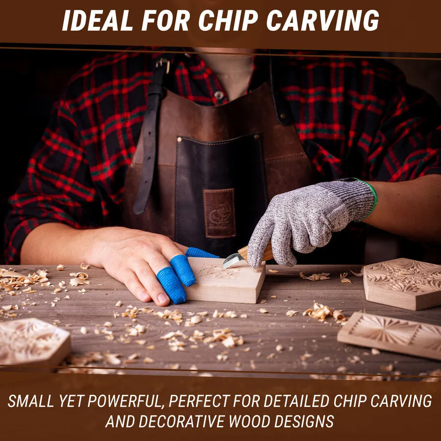 BeaverCraft C6 chipcarvingkniv kort klinge detaljer