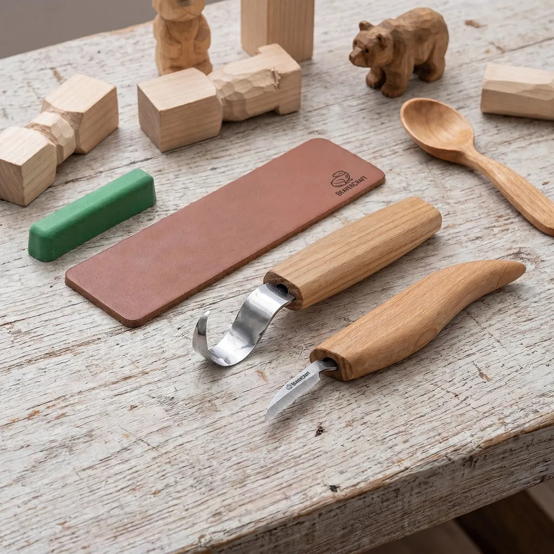 BeaverCraft S02 ske-sæt 2 dele detalje 20°