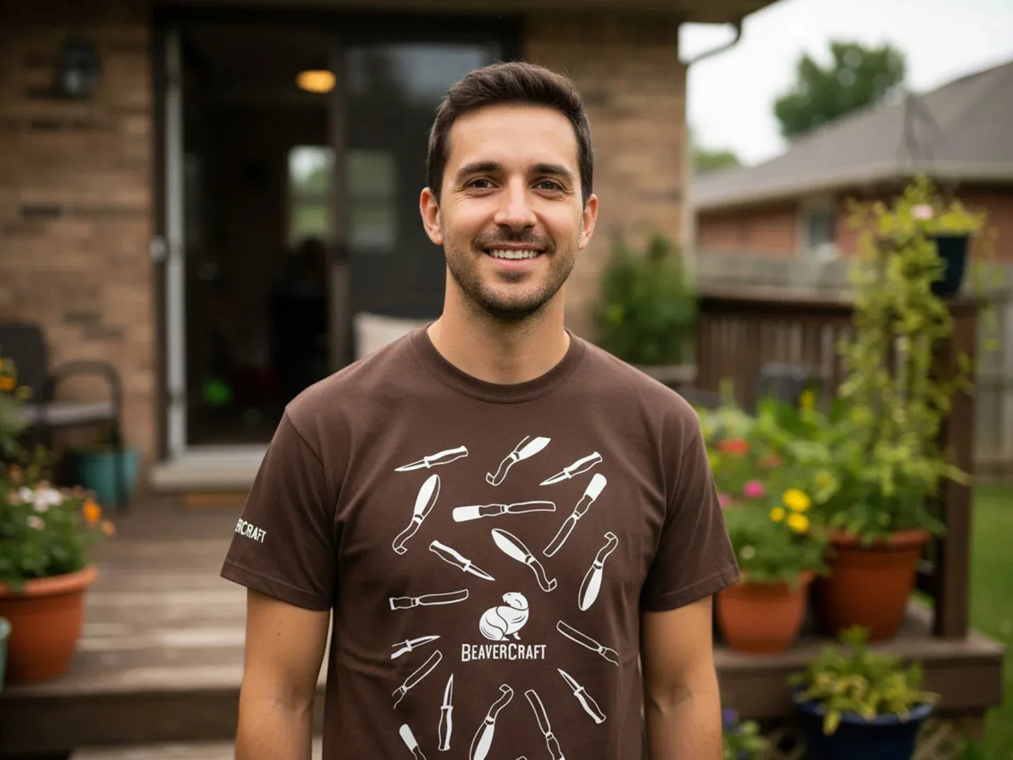 BeaverCraft T-shirt herrer brun 100% bomuld