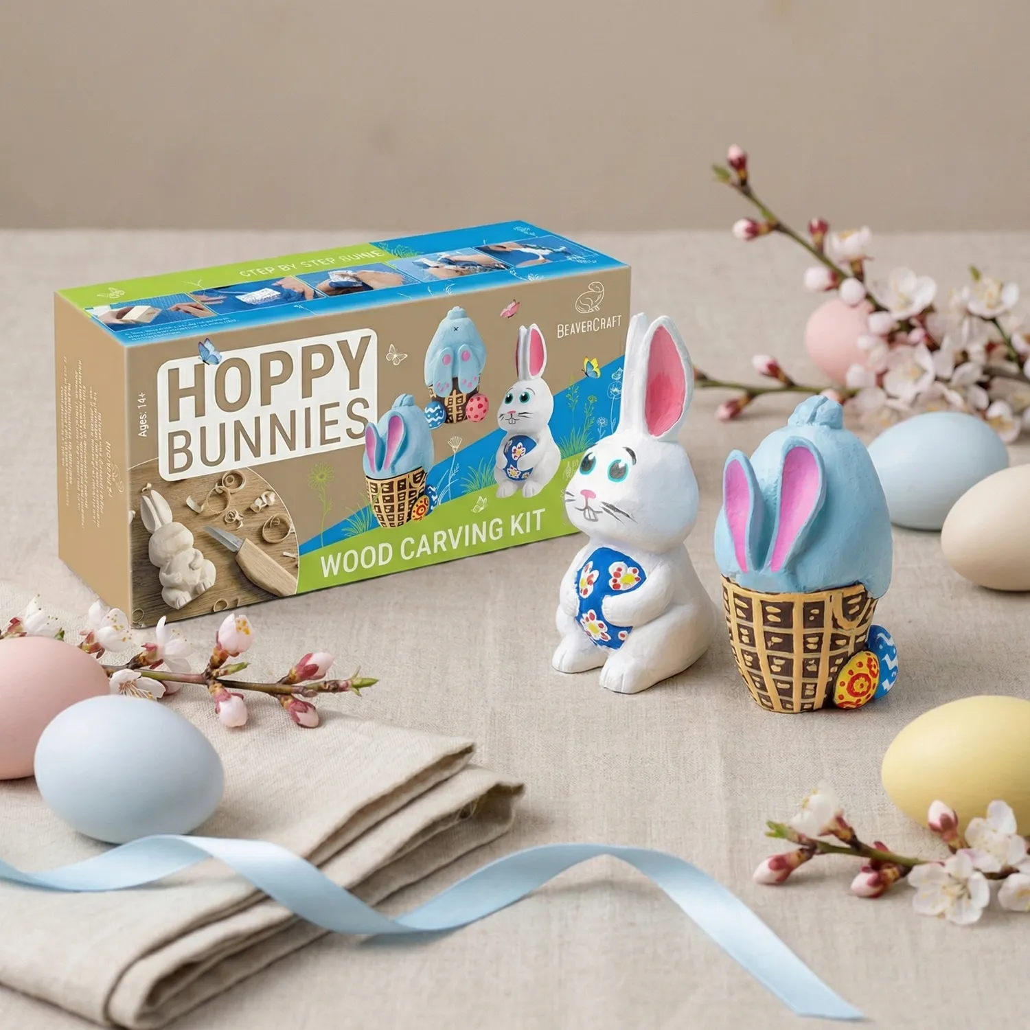 BeaverCraft Hoppy Bunnies skæresæt kaniner træ