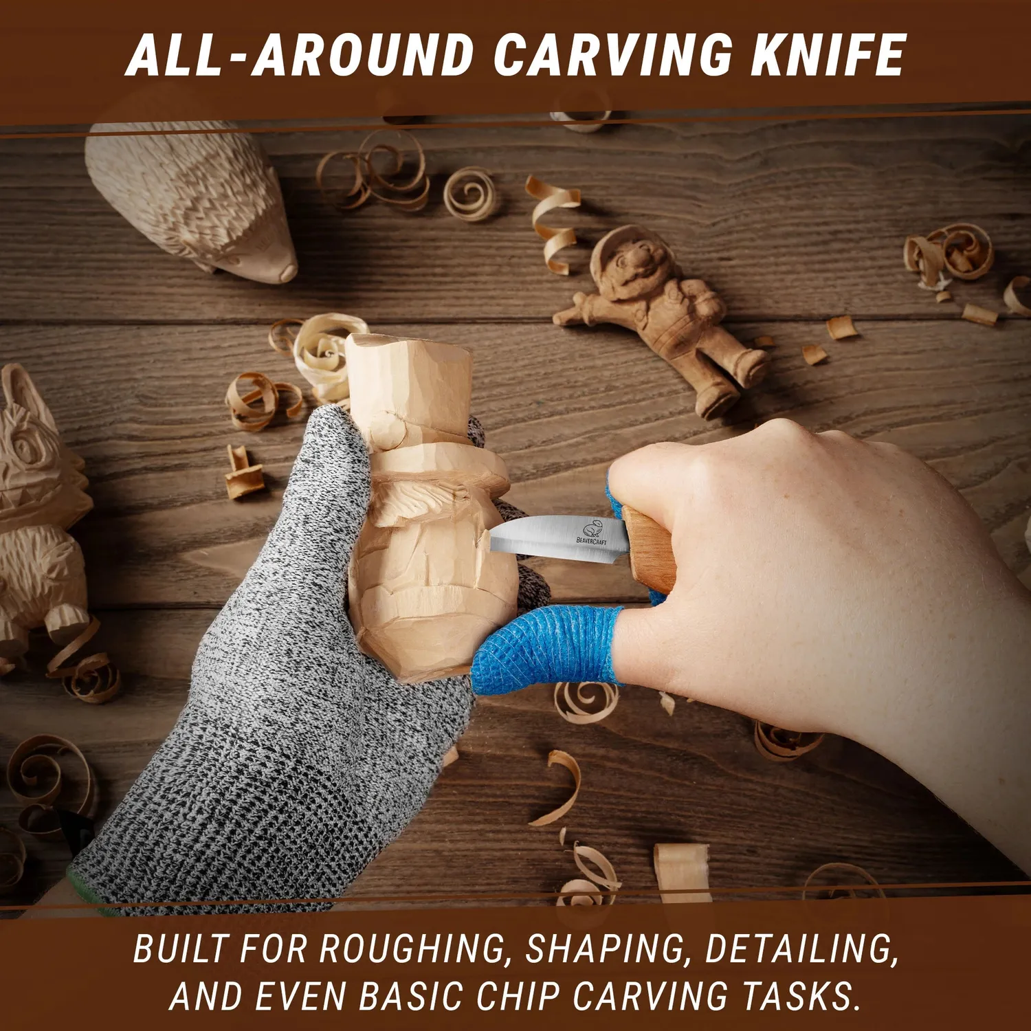 BeaverCraft C2 snittekniv 40 mm asketræskaft