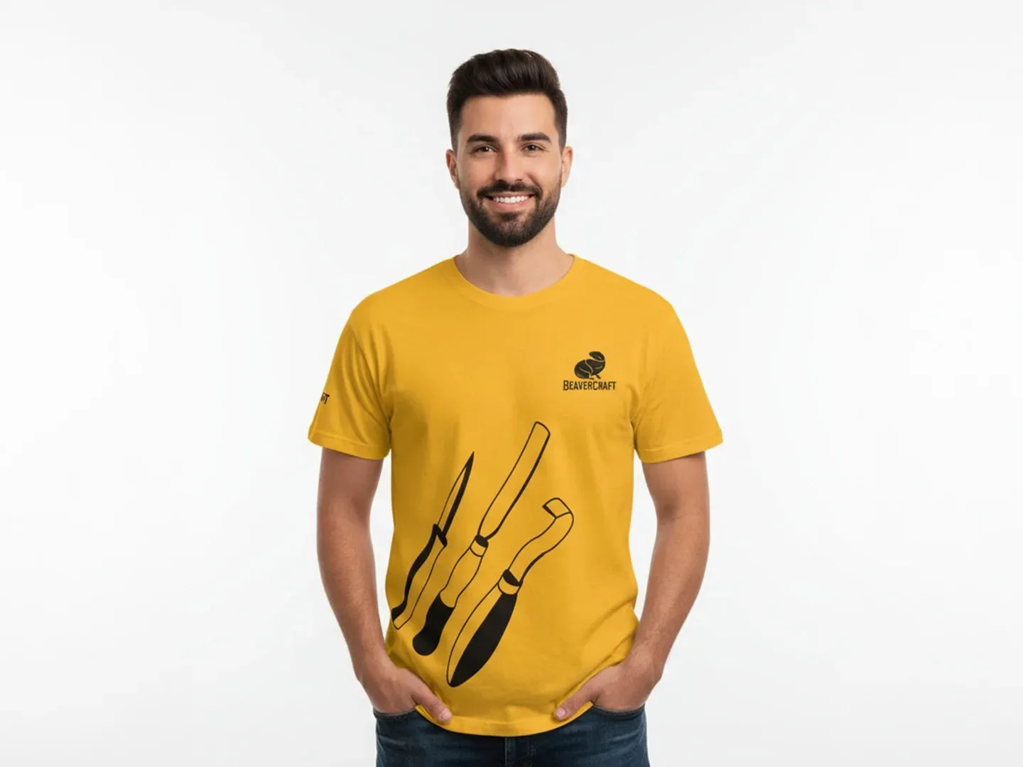 BeaverCraft T-shirt til mænd i gul bomuld