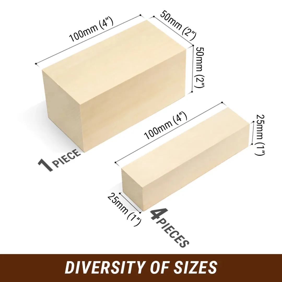 BeaverCraft lindetræ snitteblokke 5 stk basswood