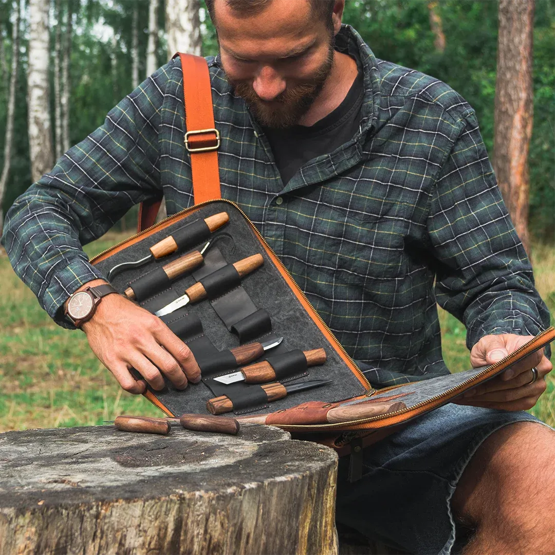 BeaverCraft S50X træskæresæt 9 dele i lædertaske