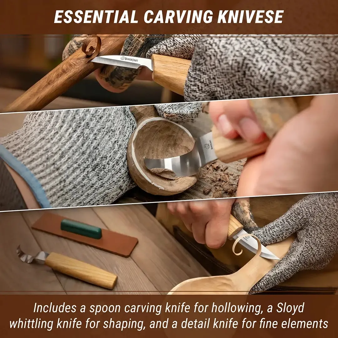 BeaverCraft S13 skesæt 3 knive i rulle