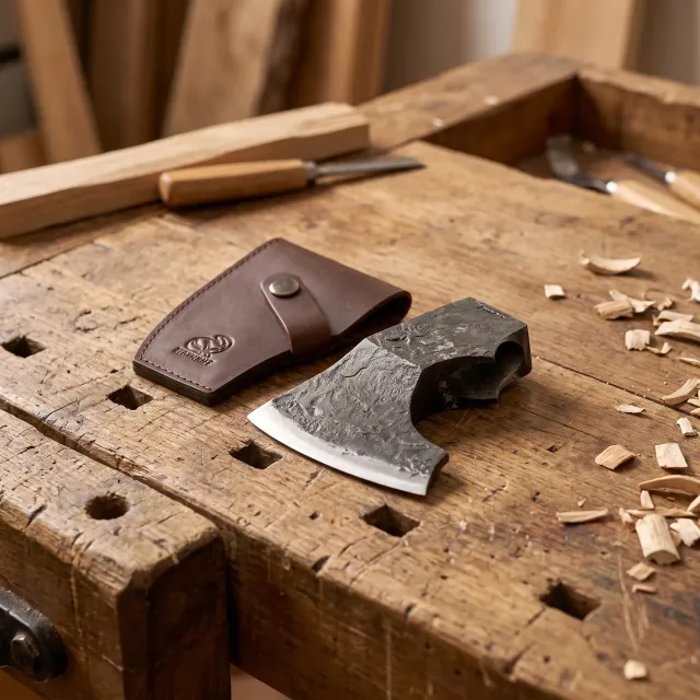 BeaverCraft AX4 øksehoved 1066 stål læderskede