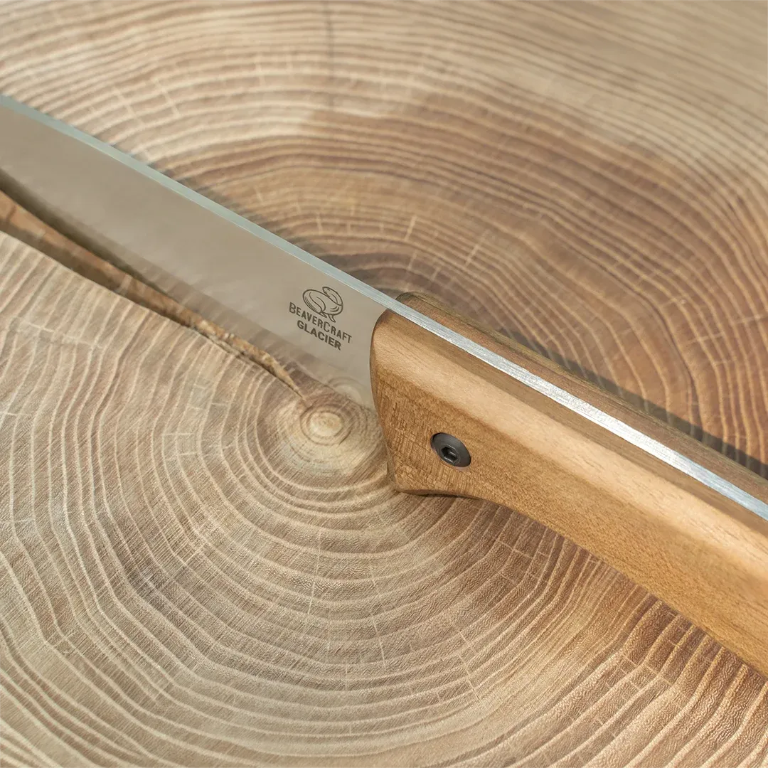 BeaverCraft Glacier bushcraftkniv carbonstål læderskede