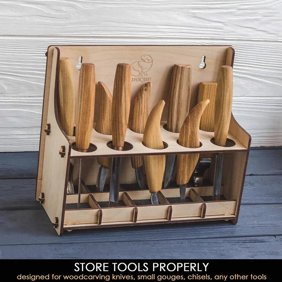 BeaverCraft TH10 værktøjsholder natur træ 10 rum