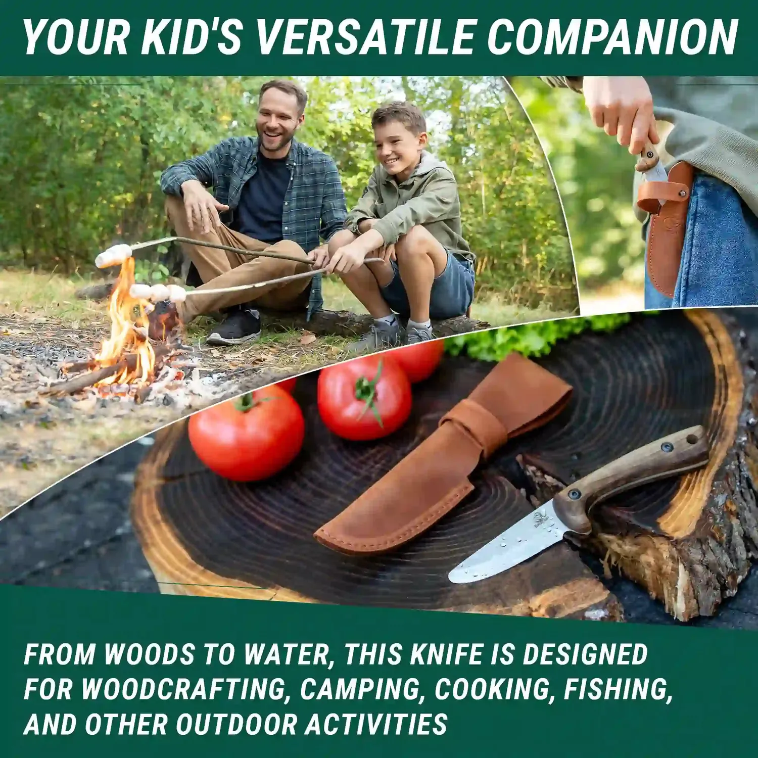 BeaverCraft Kids Bushcraft børnekniv højrehåndet rund spids