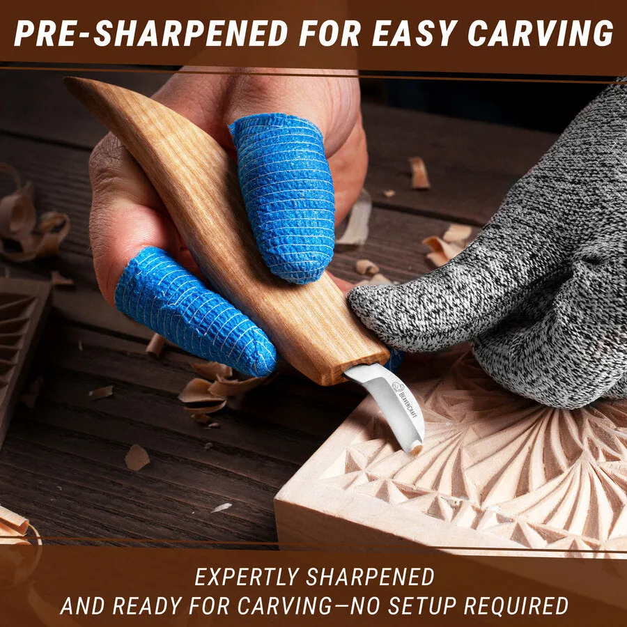 BeaverCraft C6 chipcarvingkniv kort klinge detaljer