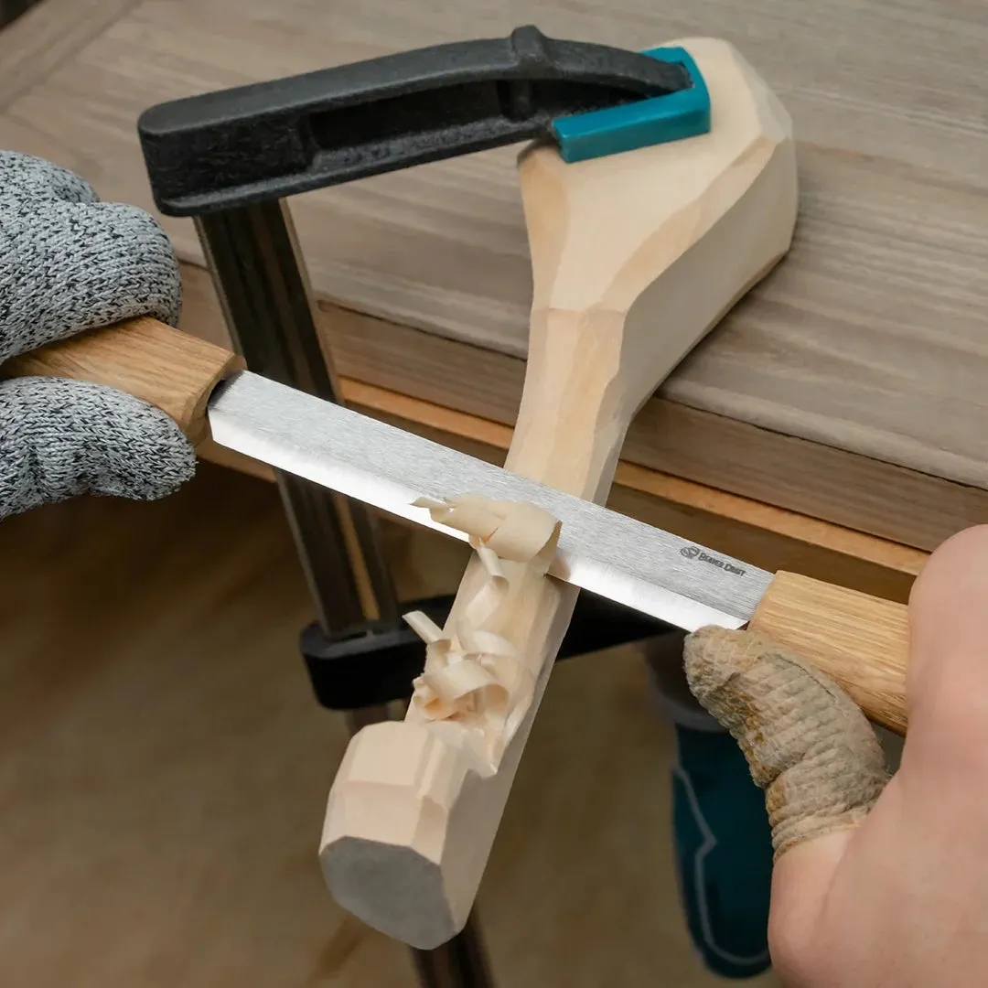 BeaverCraft trækkniv med læderskede kulstofstål