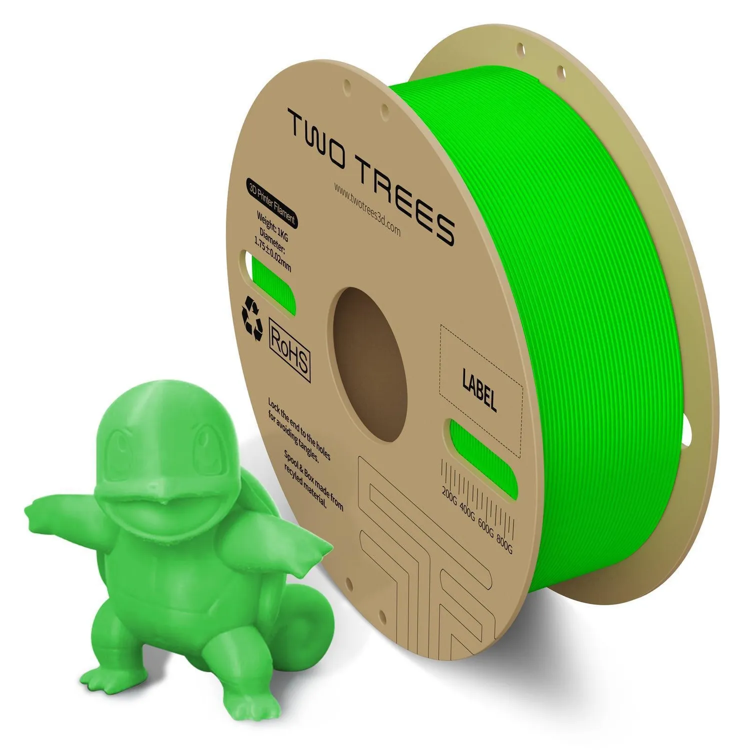 TWO TREES High-Speed PLA filament 10 kg sort 600 mm/s