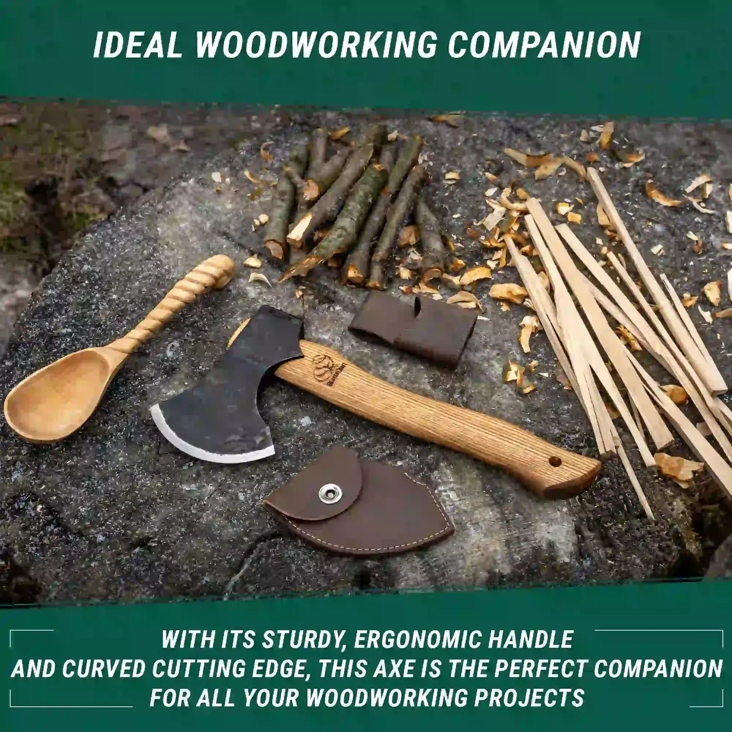 BeaverCraft Woodcraft AX3 håndøkse kulstofstål