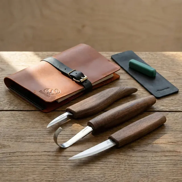BeaverCraft Deluxe ske snitsæt 3 dele valnød