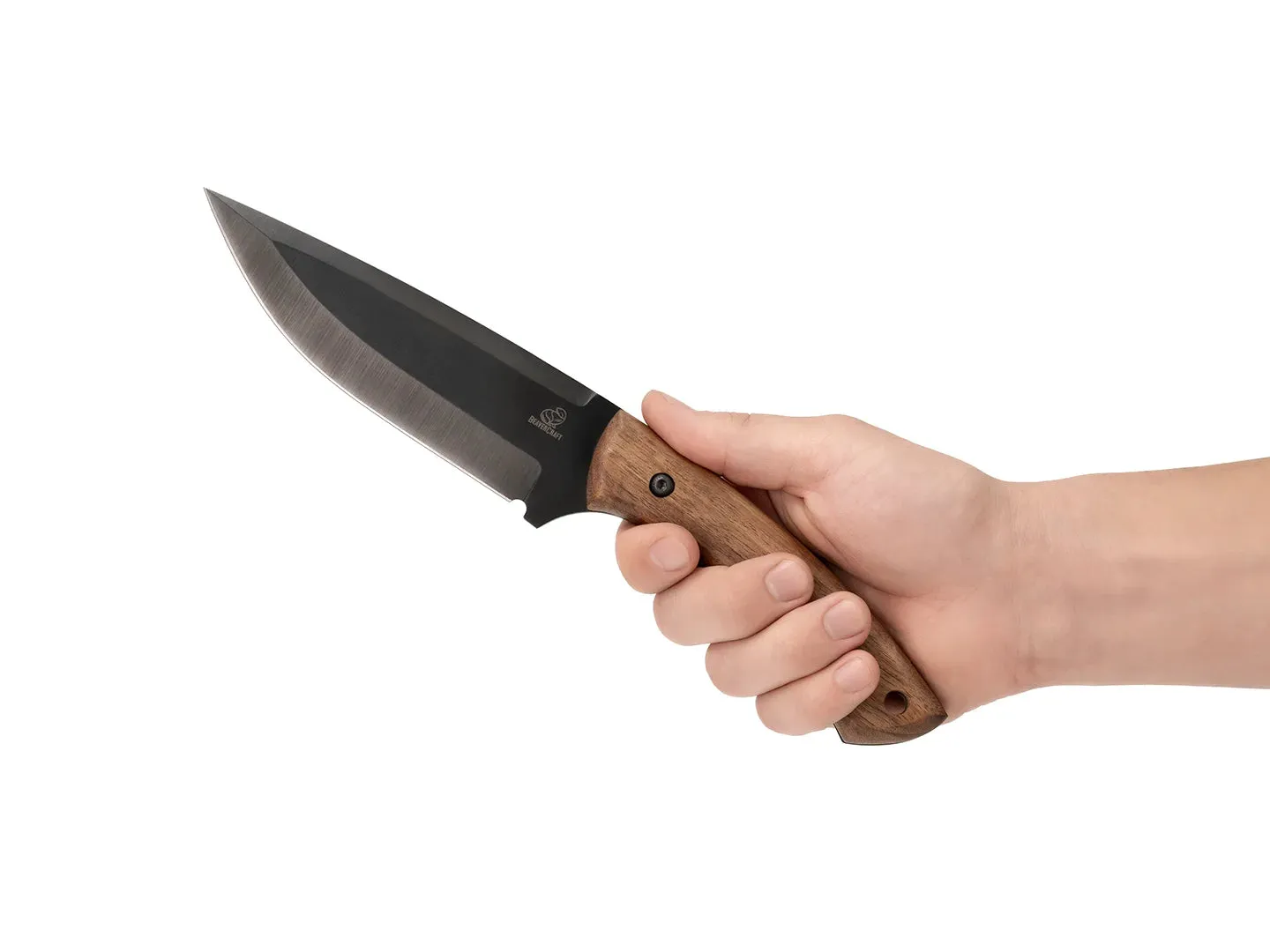 BeaverCraft HGK1 jagtkniv valnød med læderskede
