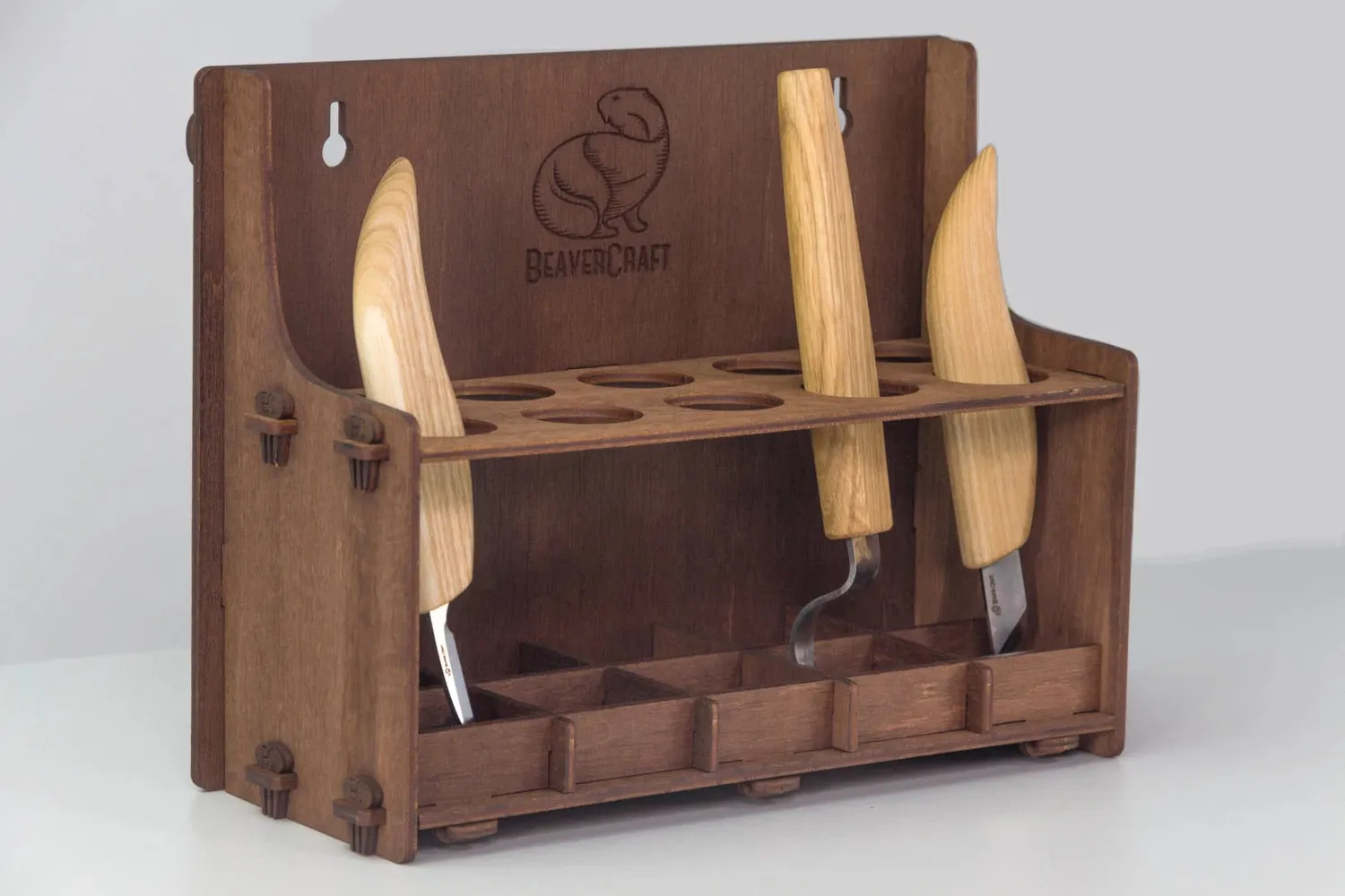 BeaverCraft værktøjsholder mørk 10 rum træ