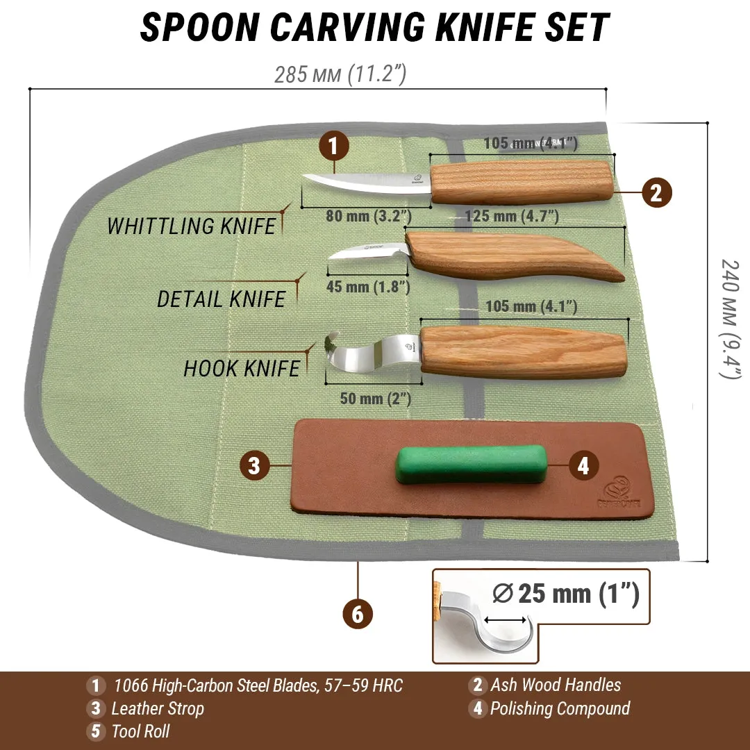 BeaverCraft S13 skesæt 3 knive i rulle