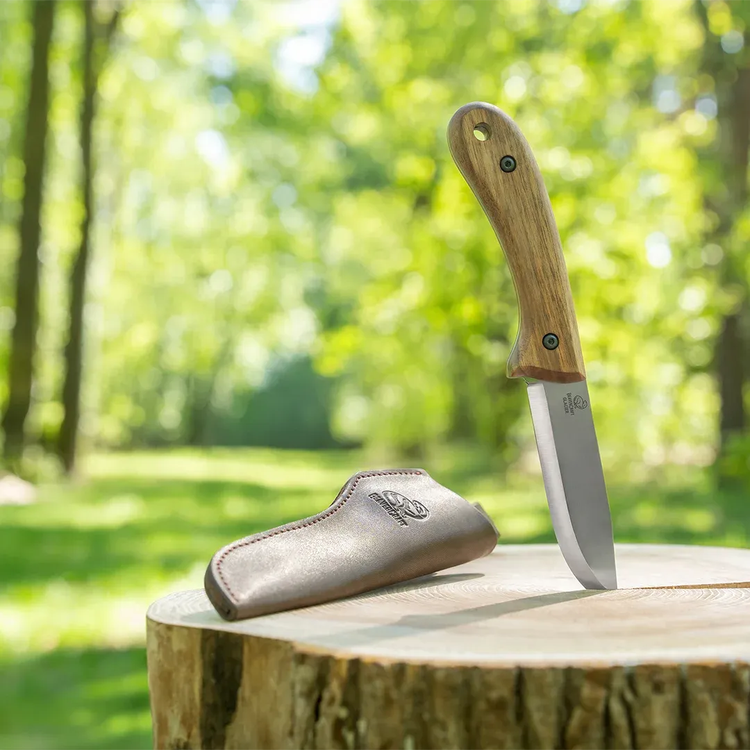 BeaverCraft Glacier bushcraftkniv carbonstål læderskede