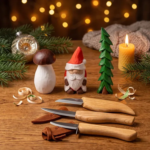BeaverCraft Holiday Carving Trio snittesæt 3 sæt lindetræ