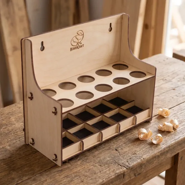 BeaverCraft TH10 værktøjsholder natur træ 10 rum