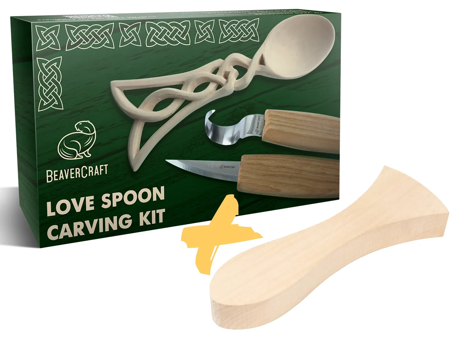 BeaverCraft DIY04 snittesæt kærlighedsske 2 emner lind