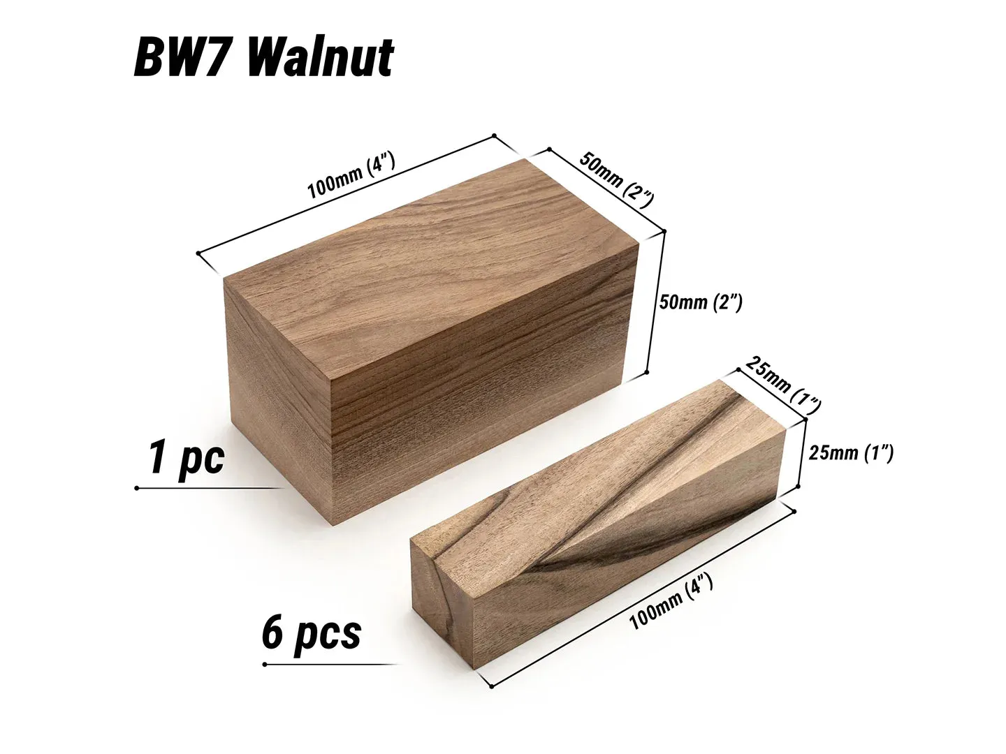 BeaverCraft BW7 Walnut snitteklodser 7 stk valnød