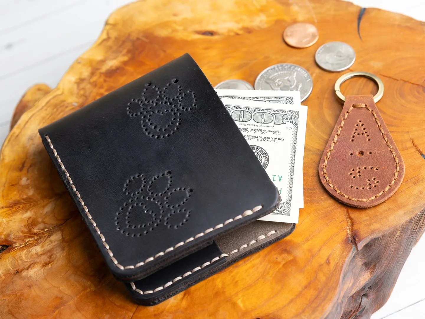 BeaverCraft Wallet lædersæt pung Forest Brown