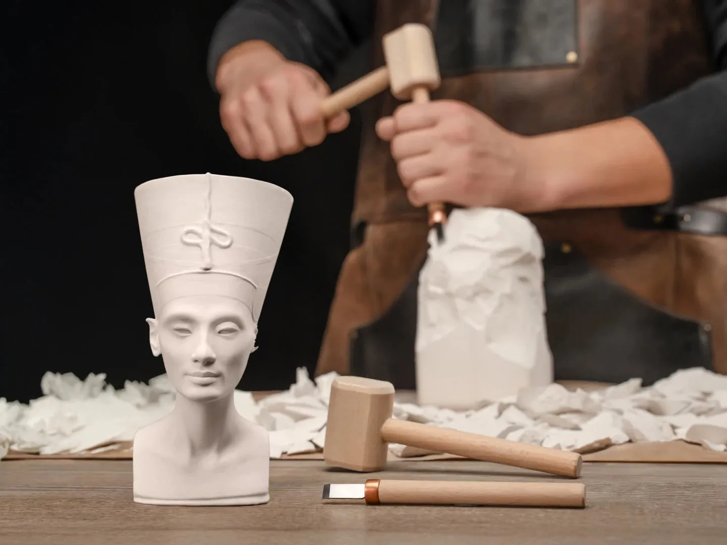 BeaverCraft Nefertiti skulptursæt gipsblok mejsel