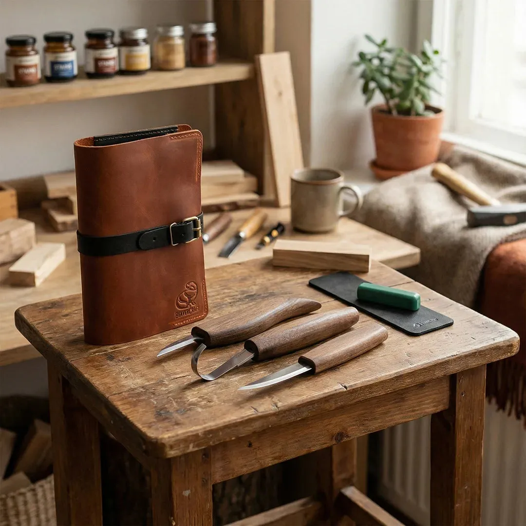 BeaverCraft Deluxe ske snitsæt 3 dele valnød