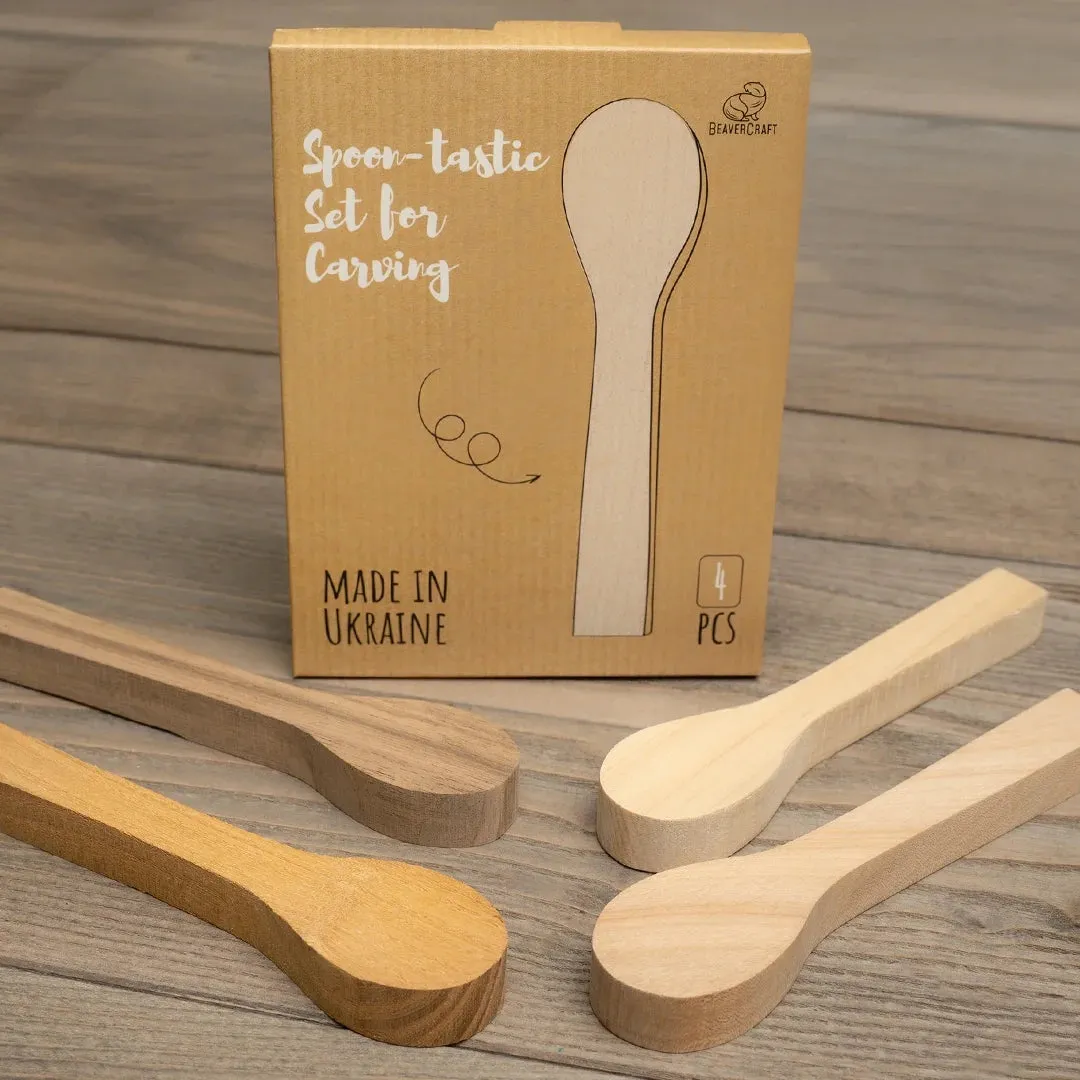 BeaverCraft BB3 skeemner træ 4 stk elm valnød