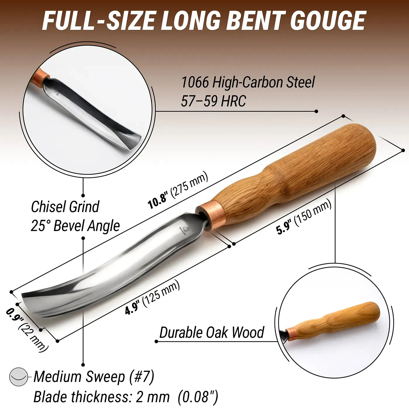 BeaverCraft G7L/22 huljern 22 mm langt bøjet