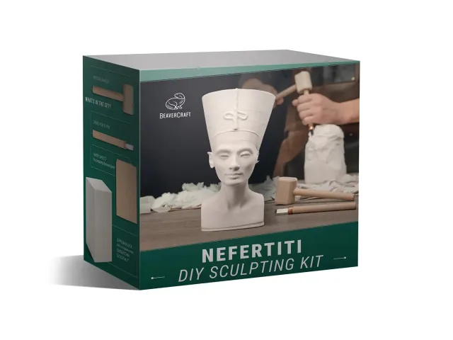 BeaverCraft Nefertiti skulptursæt gipsblok mejsel