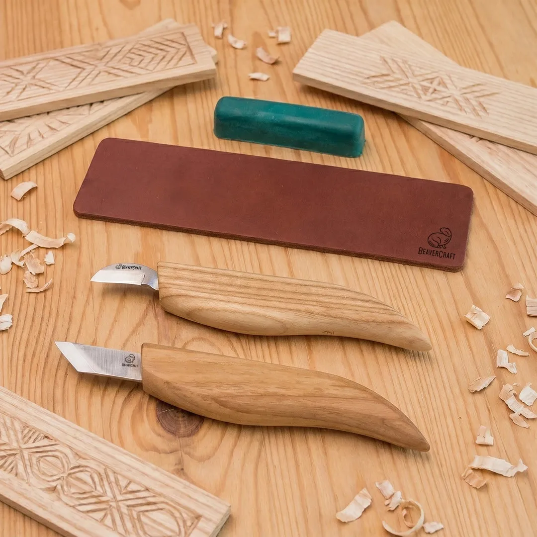 BeaverCraft Chip Carving Knivsæt 2 dele kulstofstål