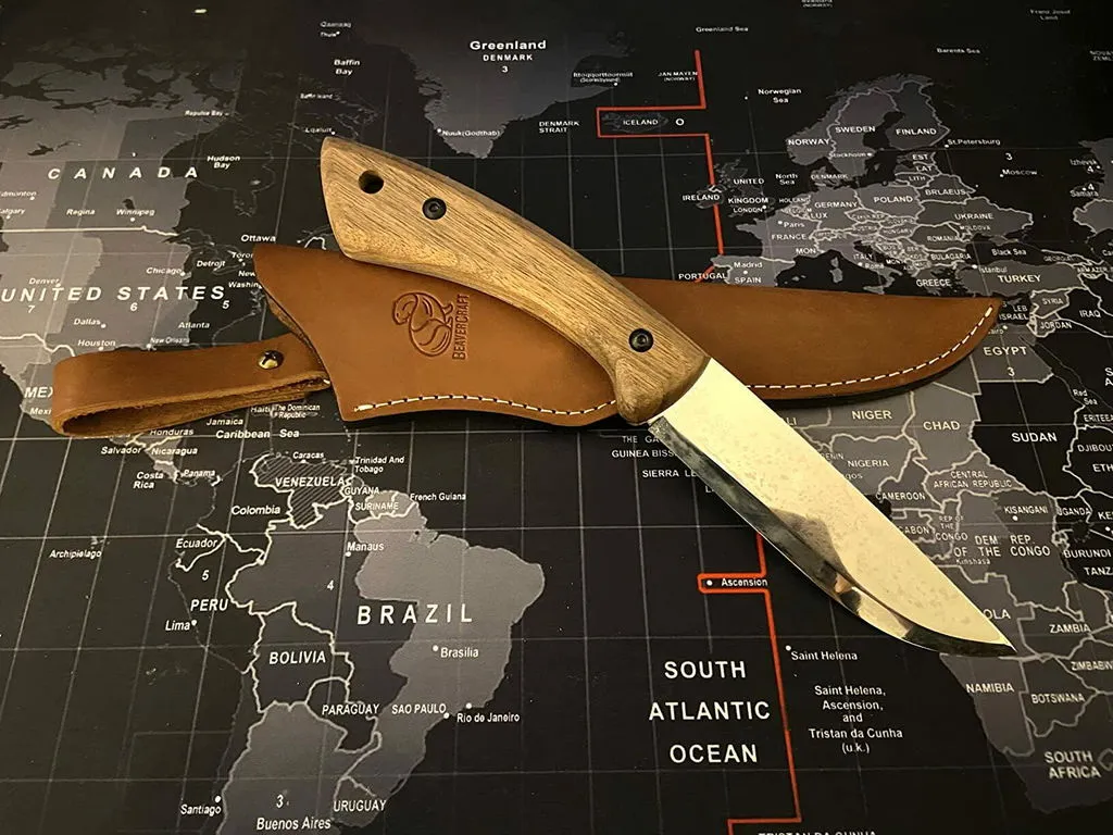 BeaverCraft BSH1 Dune bushcraftkniv højrehåndet valnød