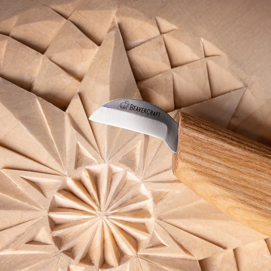 BeaverCraft C6 chipcarvingkniv kort klinge detaljer