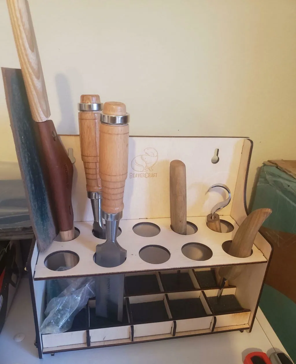 BeaverCraft TH10 værktøjsholder natur træ 10 rum