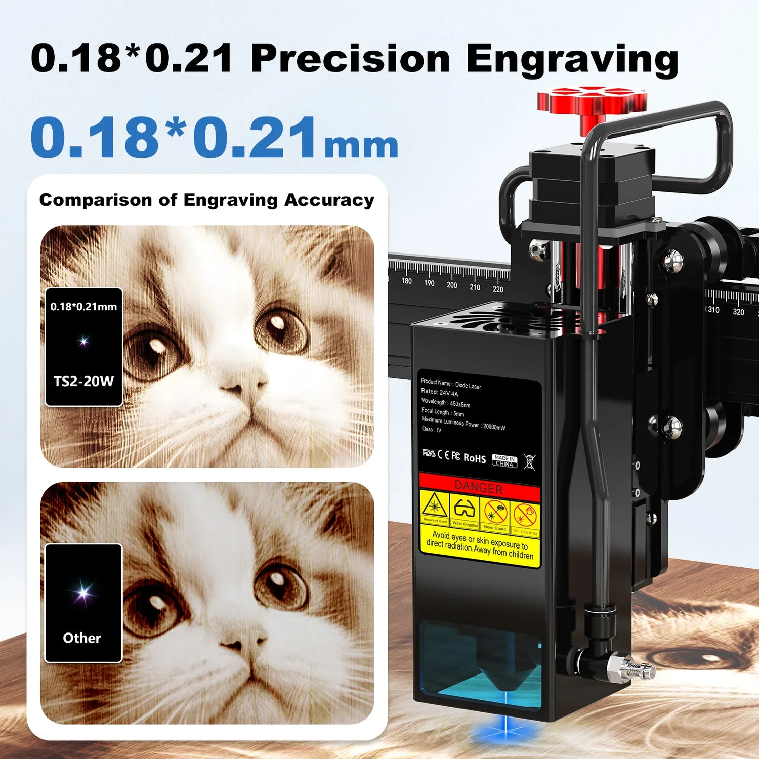 Two Trees TS2-20W lasergraver + rotary + air assist