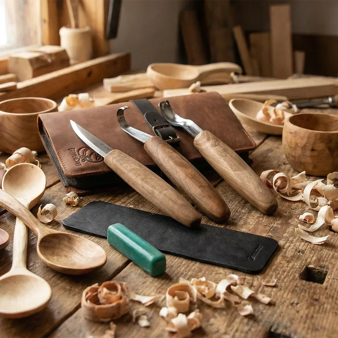 BeaverCraft Premium ske kuksa skæresæt 3 dele valnød