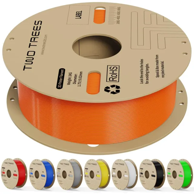 TWO TREES High-Speed PLA filament 10 kg sort 600 mm/s