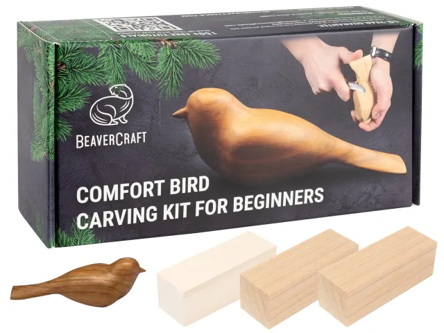 BeaverCraft DIY01 fugl snittesæt 3 emner kirsebær