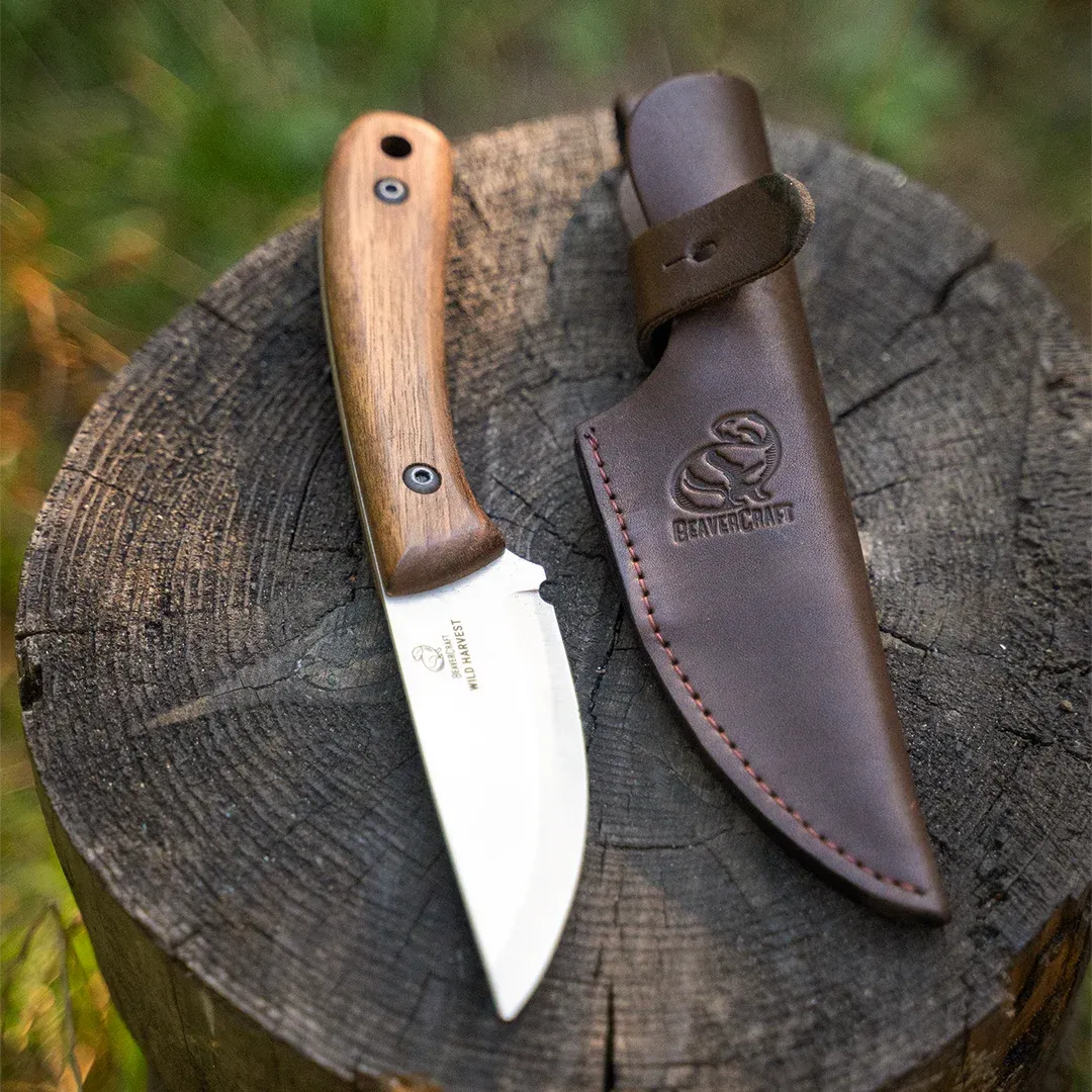 BeaverCraft BSH7 Wild Harvest bushcraftkniv læderskede