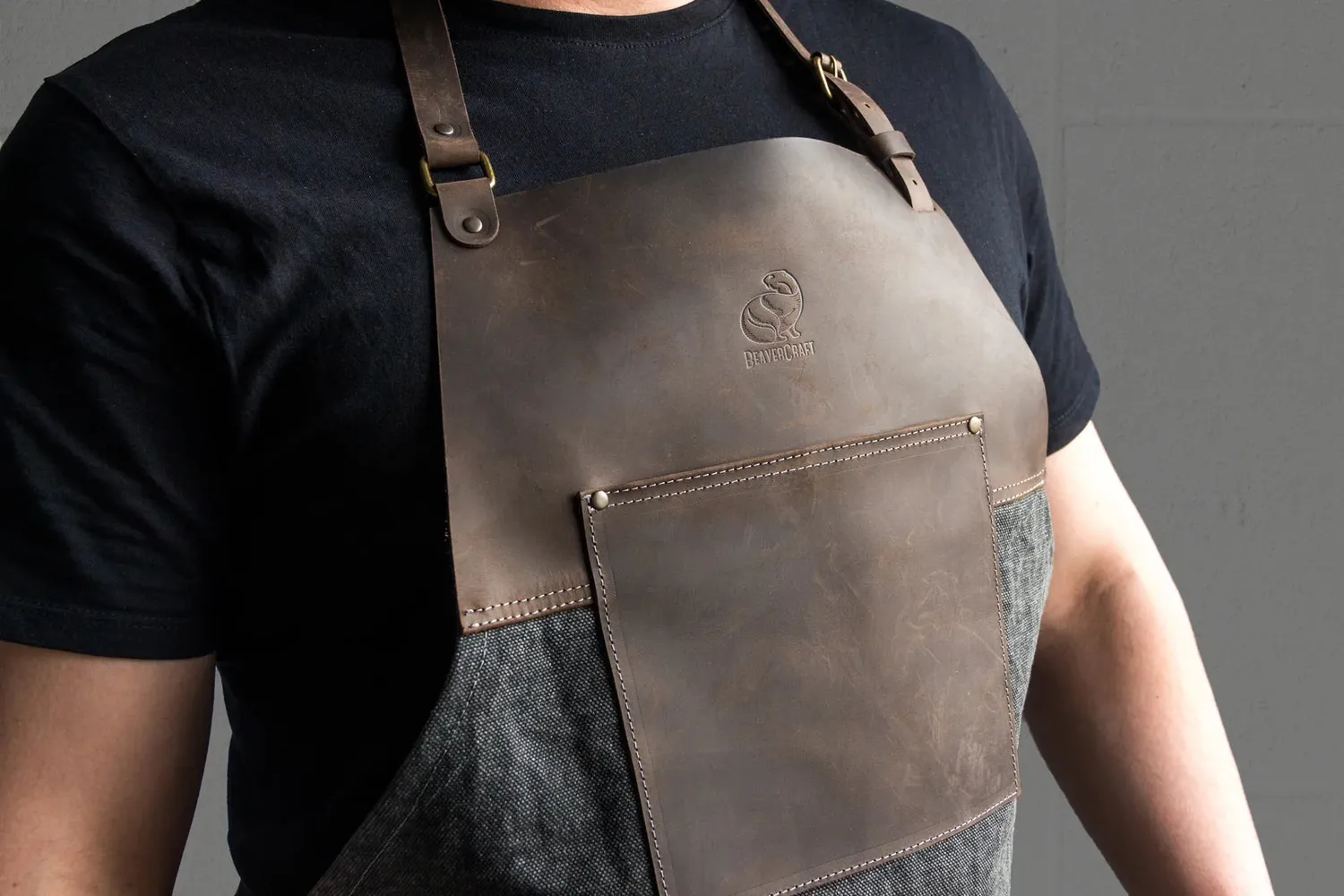 BeaverCraft AP4 forklæde canvas læder