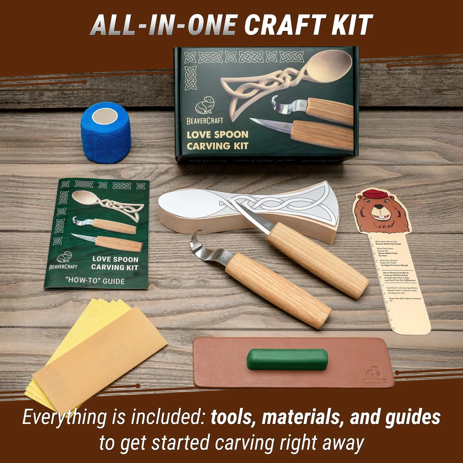 BeaverCraft DIY01 DIY04 snittesæt fugl og ske bundle
