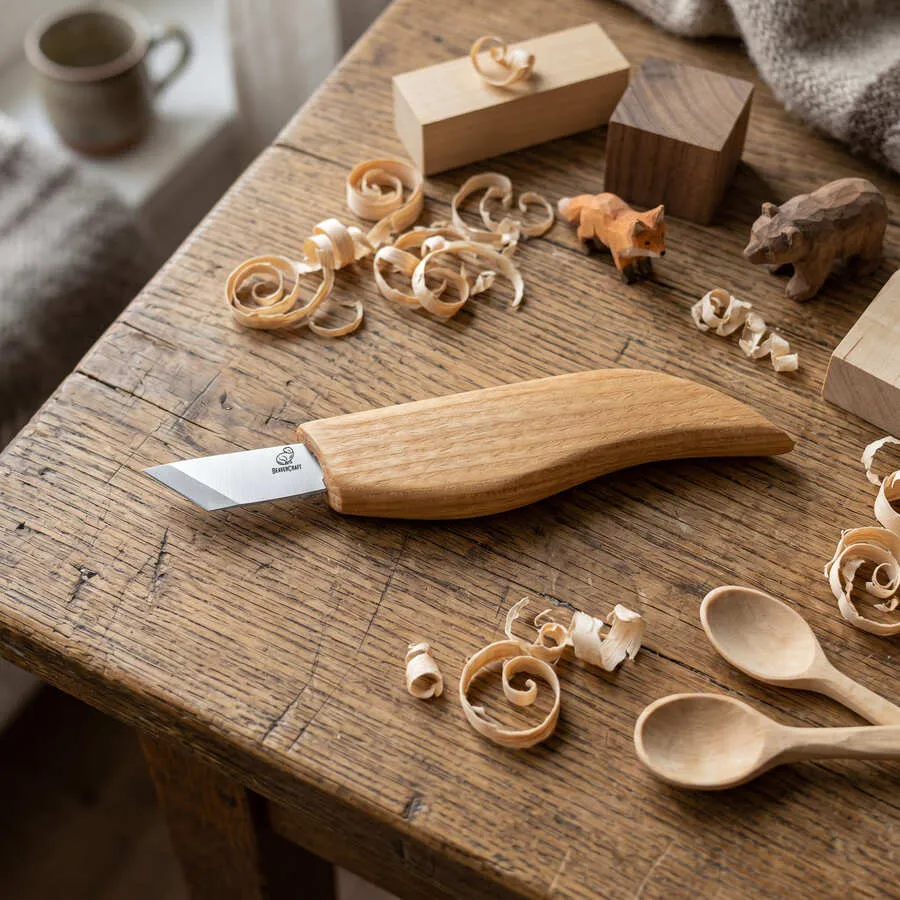 BeaverCraft C12 chipcarvingkniv skrå klinge dybe snit
